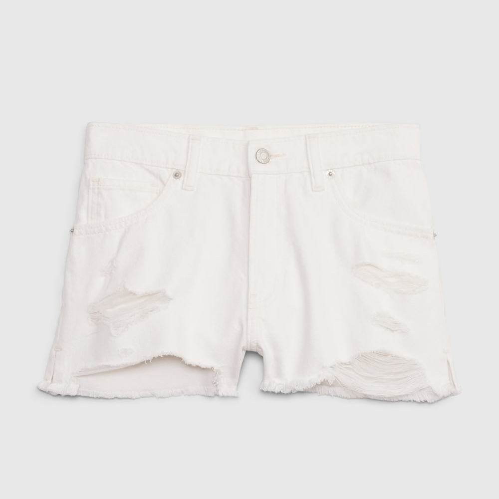 GAP White Distressed Denim Jean Shorts